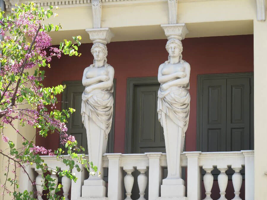 The Caryatids of the building at 43 Asomaton Street