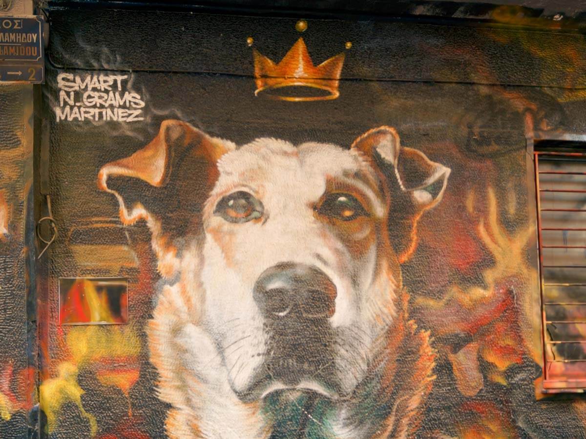 'Loukanikos' graffiti by street artist Vassilis Griparis