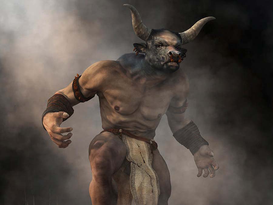 The mythological creature Minotaur of Crete