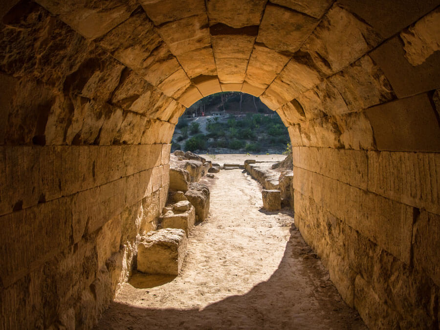 Entrance tunnel from where the athletes entered to the stadium of Nemea