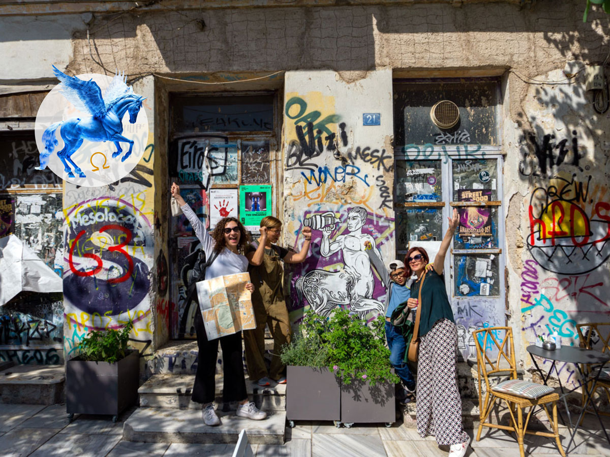 Participants of a scavenger hunt in Athens