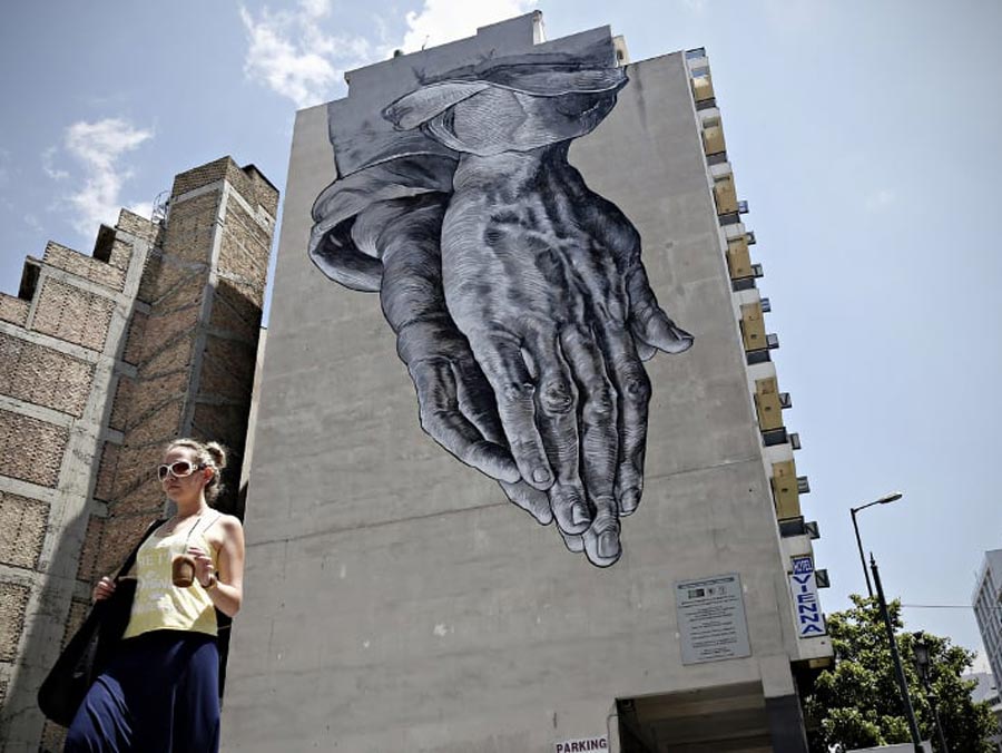 ‘Praying for us’ mural by Anastasakos and Cretsis brothers